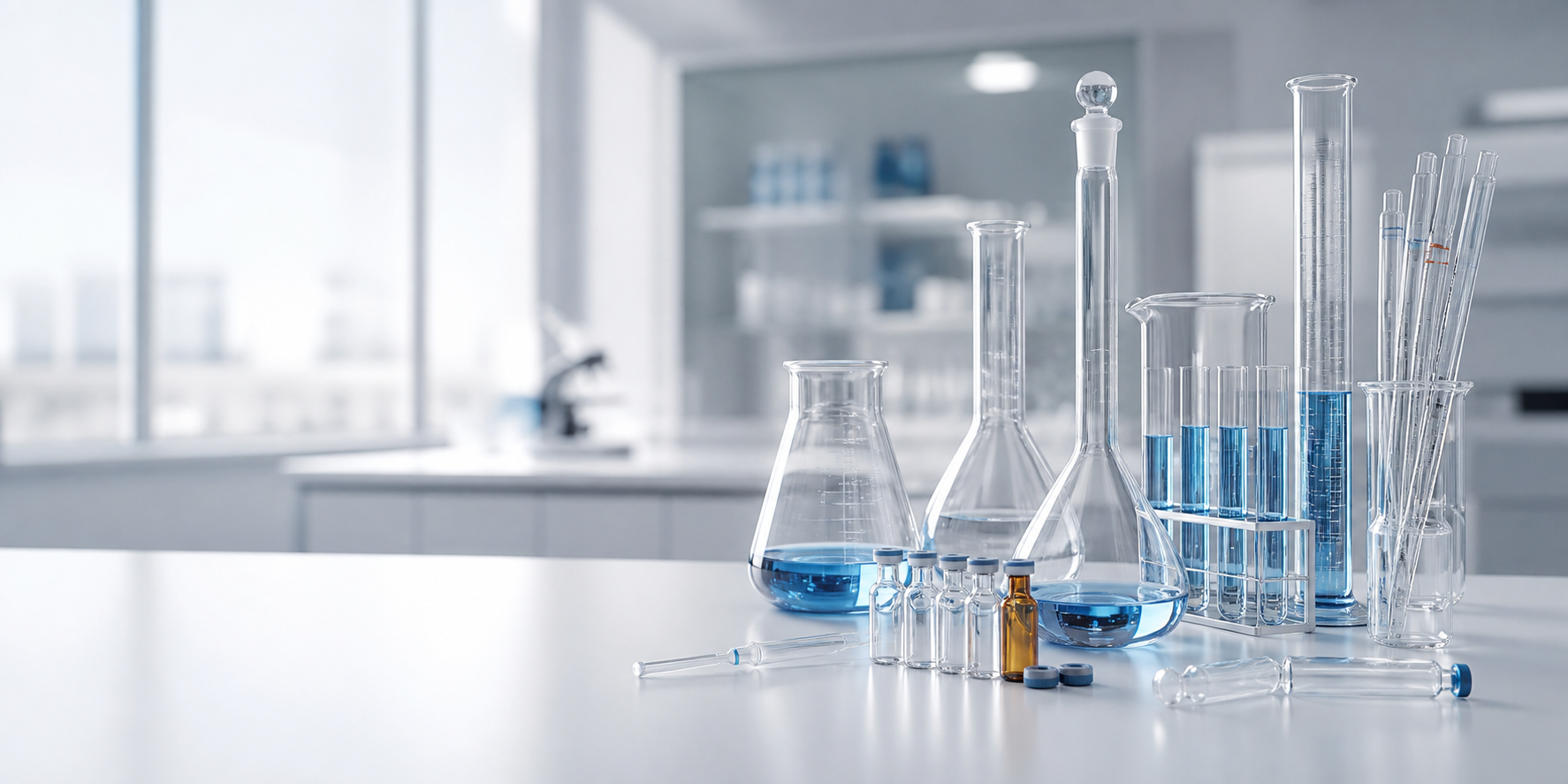 Precision laboratory glassware in a modern laboratory